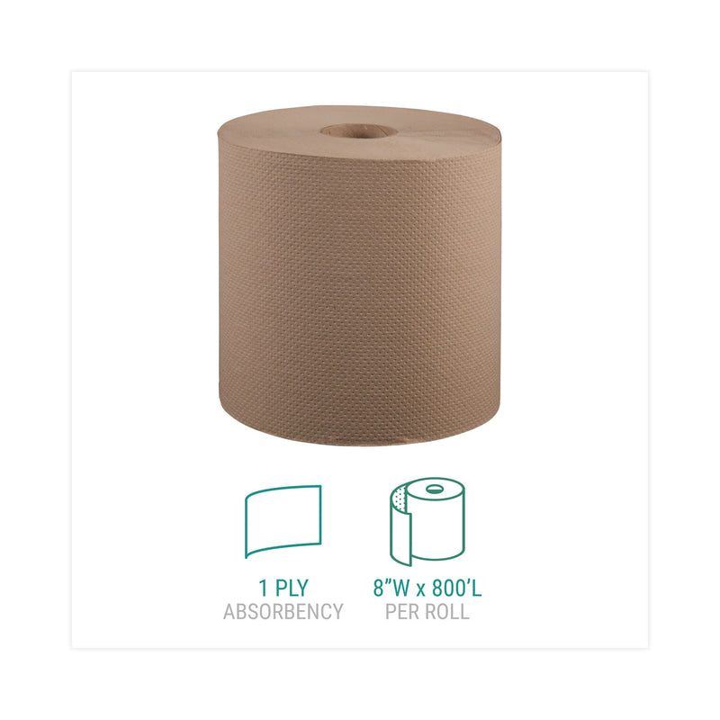Windsoft Hardwound Roll Towels, 8 x 800 ft, Natural, 12 Rolls/Carton