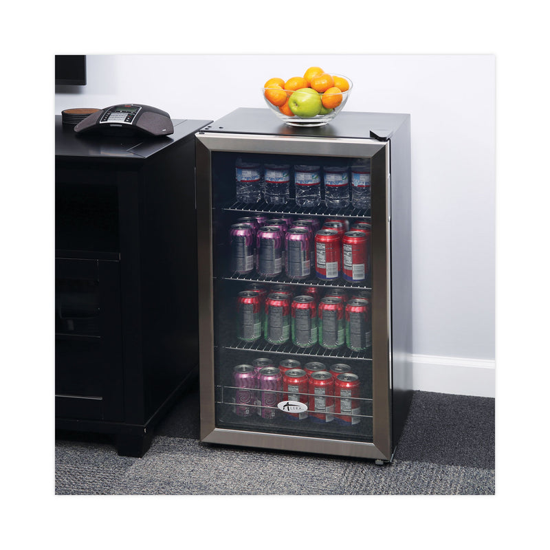 Alera 3.4 Cu. Ft. Beverage Cooler, Stainless Steel/Black
