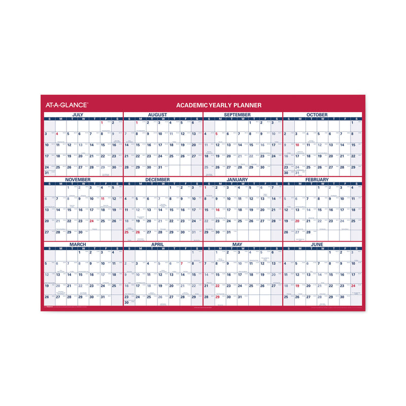 AT-A-GLANCE Academic Erasable Reversible Extra Large Wall Calendar, 48 x 32, White/Blue/Red, 12 Month (July to June): 2022 to 2023