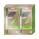 BIC ReVolution Ballpoint Pen, Retractable, Medium 1 mm, Black Ink/Semi-Clear Barrel, 48/Pack