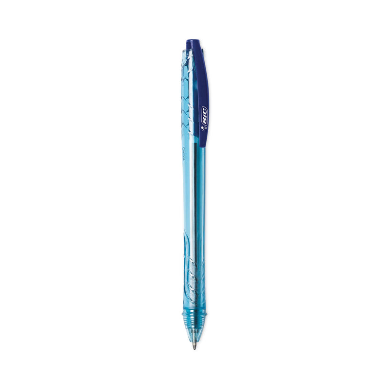 BIC ReVolution Ocean Bound Ballpoint Pen, Retractable, Medium 1 mm, Blue Ink/Translucent Blue Barrel, Dozen