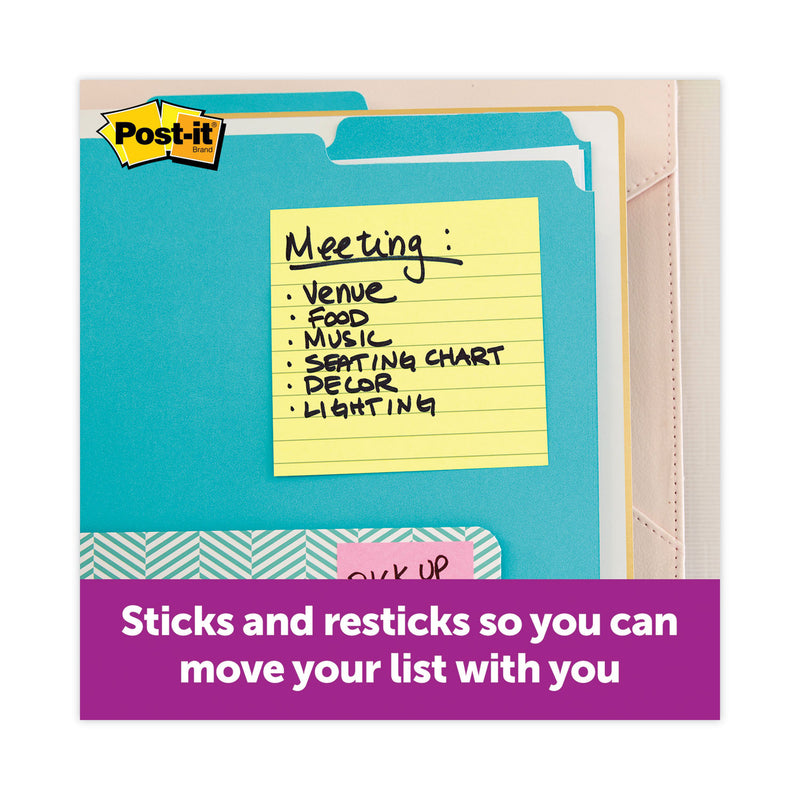 Post-it Pop-up Notes Refill, Note Ruled, 4" x 4", Canary Yellow, 90 Sheets/Pad, 5 Pads/Pack
