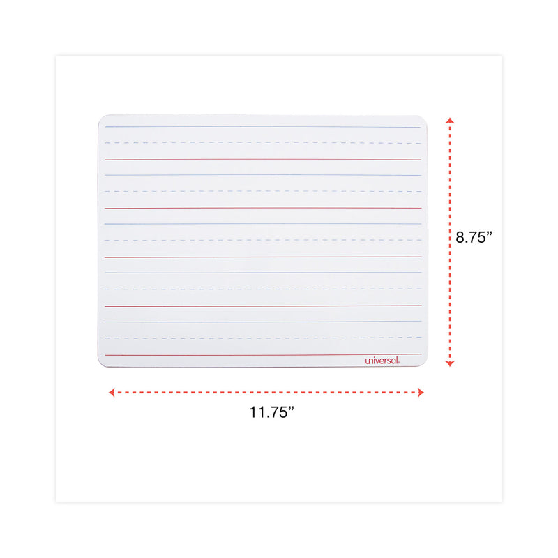 Universal Lap/Learning Dry-Erase Board, Lined, 11 3/4" x 8 3/4", White, 6/Pack