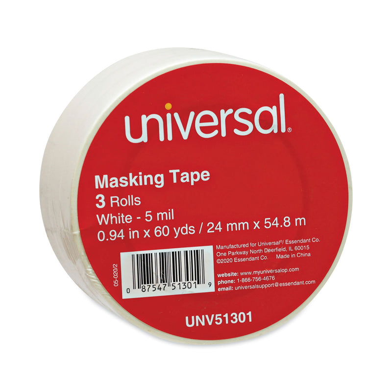 Universal General-Purpose Masking Tape, 3" Core, 24 mm x 54.8 m, Beige, 3/Pack