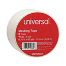 Universal Removable General-Purpose Masking Tape, 3" Core, 18 mm x 54.8 m, Beige, 6/Pack