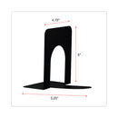 Universal Economy Bookends, Nonskid, 4.75 x 5.25 x 5, Heavy Gauge Steel, Black, 1 Pair