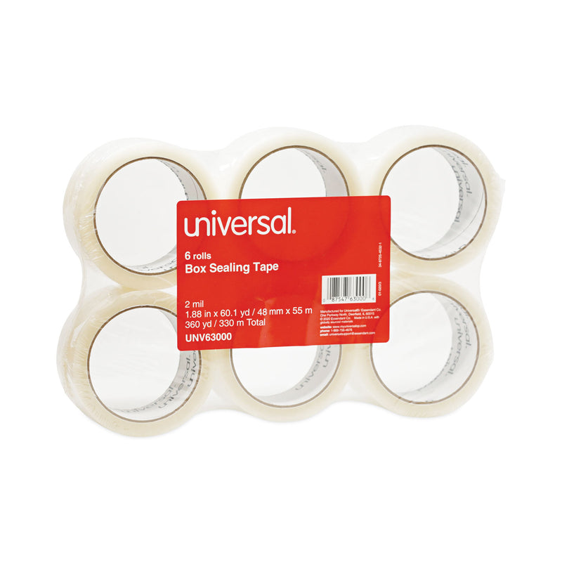 Universal General-Purpose Box Sealing Tape, 3" Core, 1.88" x 60 yds, Clear, 6/Pack