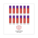 Universal Glue Stick, 0.28 oz, Applies Purple, Dries Clear, 12/Pack