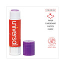 Universal Glue Stick, 0.28 oz, Applies Purple, Dries Clear, 12/Pack