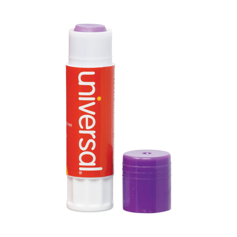 Universal Glue Stick Value Pack, 0.28 oz, Applies Purple, Dries Clear, 30/Pack