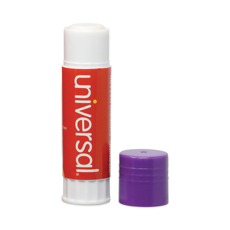 Universal Glue Stick, 1.3 oz, Applies Purple, Dries Clear, 12/Pack