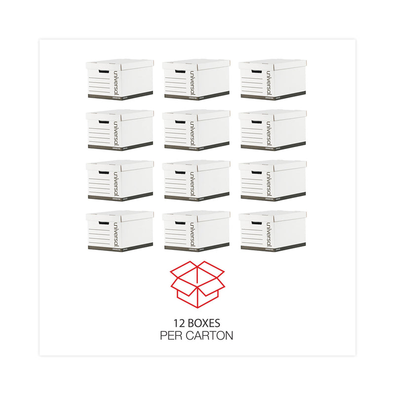 Universal Medium-Duty Lift-Off Lid Boxes, Letter/Legal Files, 12" x 15" x 10", White, 12/Carton