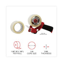 Universal Heavy-Duty Box Sealing Tape with Pistol Grip Dispenser, 3" Core, 1.88" x 60 yds, Clear, 1 Dispenser and 2 Tape Rolls/Pack