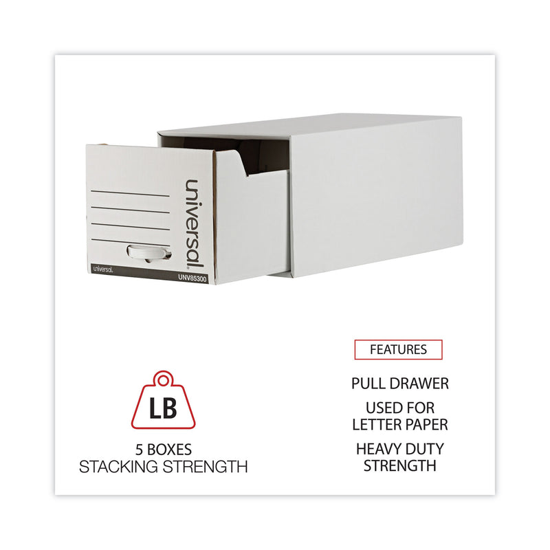 Universal Medium-Duty Easy Assembly Storage Box, Letter Files, White, 12/Carton