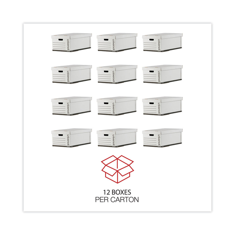 Universal Medium-Duty Easy Assembly Storage Box, Legal Files, White, 12/Carton