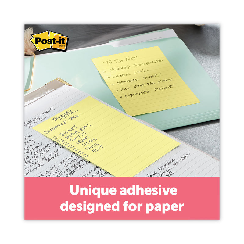 Post-it Original Recycled Note Pads, Note Ruled, 4" x 6", Canary Yellow, 100 Sheets/Pad, 12 Pads/Pack