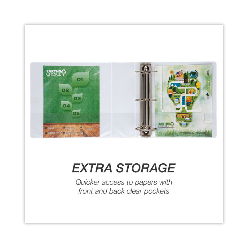 Samsill Earth's Choice Biobased Round Ring View Binder, 3 Rings, 4" Capacity, 11 x 8.5, White