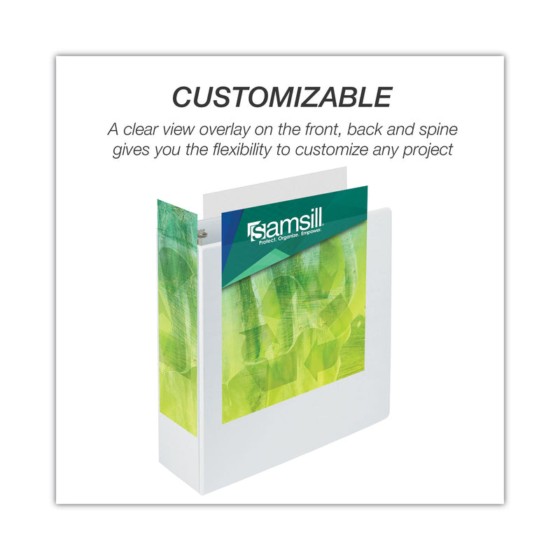 Samsill Earth's Choice Biobased Round Ring View Binder, 3 Rings, 4" Capacity, 11 x 8.5, White