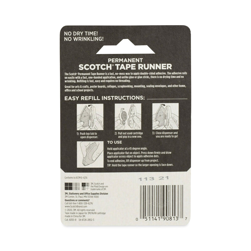 Scotch Refill for the Redesigned Scotch 6055 Tape Runner Dispenser, 0.31" x 49 ft, Dries Clear