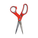 Scotch Multi-Purpose Scissors, 8" Long, 3.38" Cut Length, Gray/Red Straight Handle