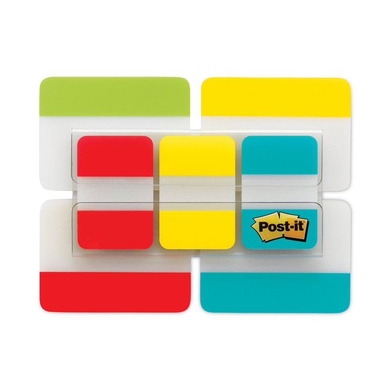 Post-it Plain Solid Color Tabs Value Pack, (66) 1/5-Cut 1" Wide, (48) 1/3-Cut 2" Wide, Assorted Colors and Sizes, 114/Pack