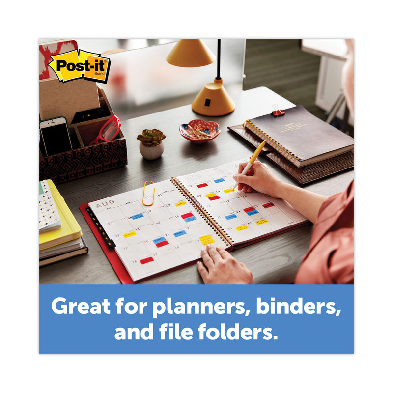 Post-it Plain Solid Color Tabs Value Pack, (66) 1/5-Cut 1" Wide, (48) 1/3-Cut 2" Wide, Assorted Colors and Sizes, 114/Pack