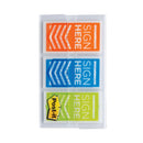 Post-it Arrow Message 1" Page Flags, "Sign Here", Blue/Lime/Orange, 20 Flags/Dispenser, 3 Dispensers/Pack