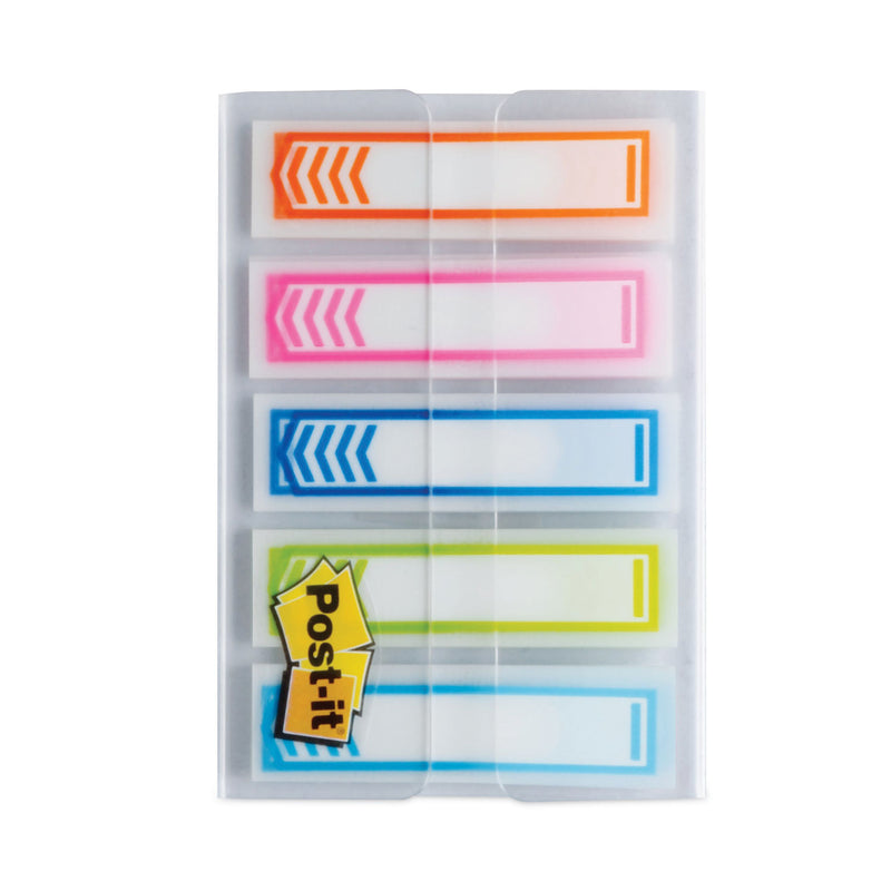 Post-it Arrow 0.5" Page Flags, Five Assorted Bright Colors, 20 Flags/Dispenser, 5 Dispensers/Pack