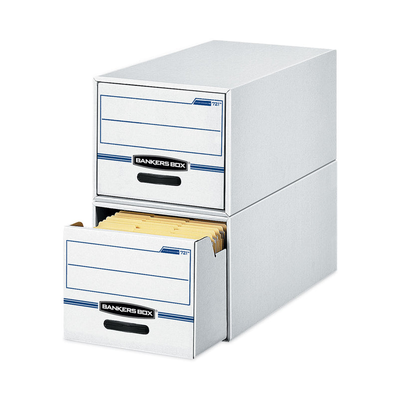 Bankers Box STOR/DRAWER Basic Space-Savings Storage Drawers, Legal Files, 16.75" x 19.5" x 11.5", White/Blue, 6/Carton