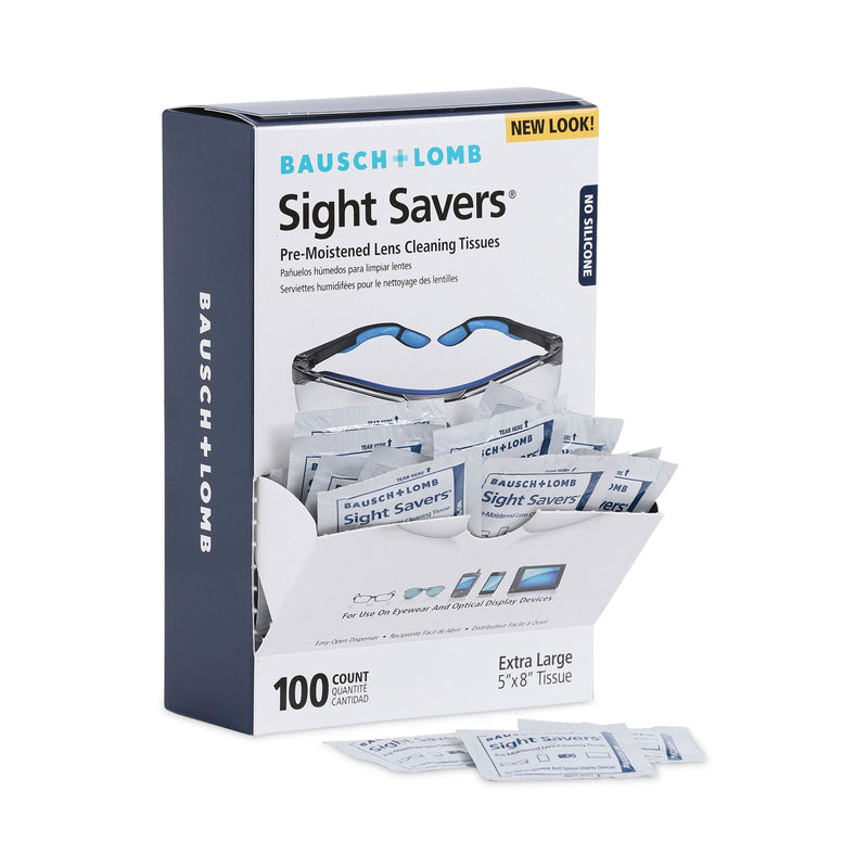 Bausch & Lomb Sight Savers Premoistened Lens Cleaning Tissues, 8 x 5, 100/Box, 10 Box/Carton