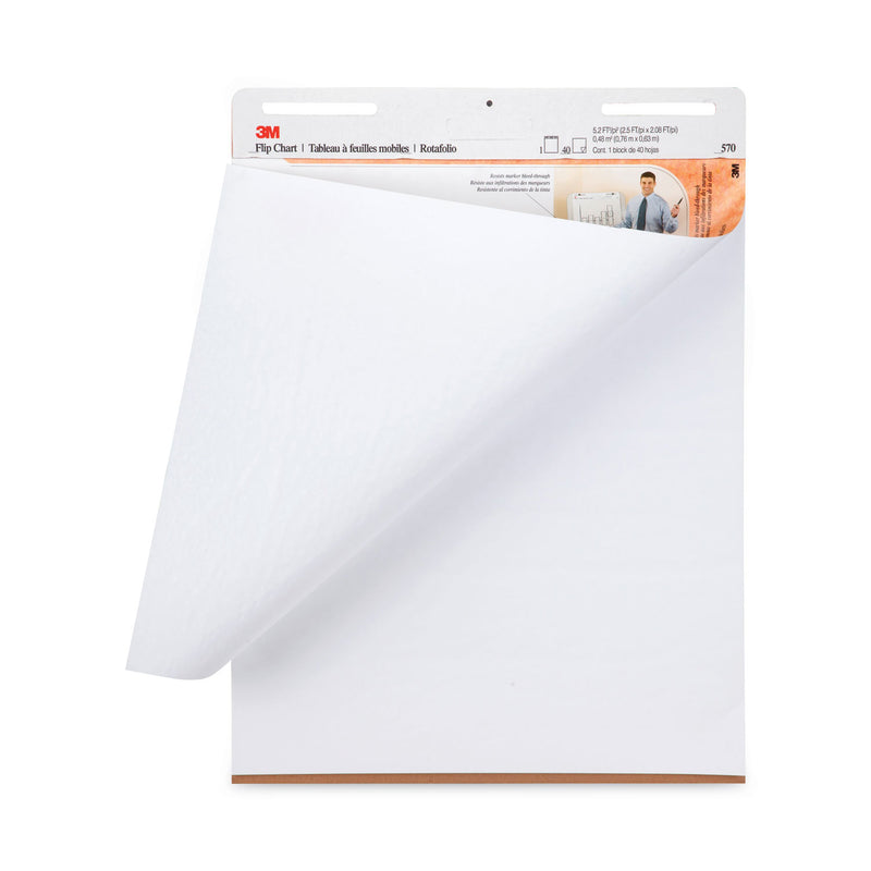 3M Professional Flip Chart, Unruled, 25 x 30, White, 40 Sheets, 2/Carton