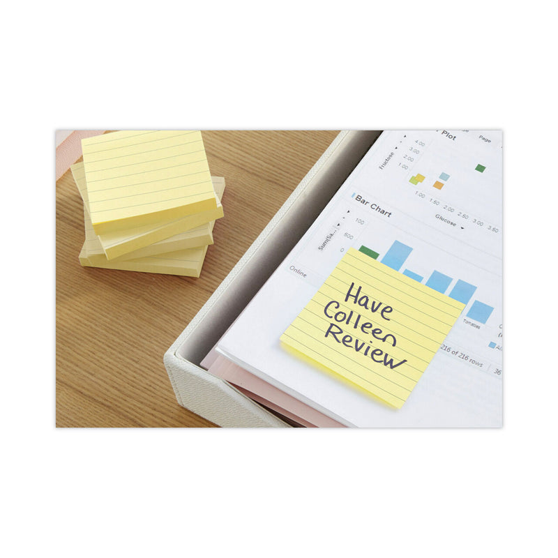 Post-it Original Pads in Canary Yellow, Note Ruled, 3" x 5", 100 Sheets/Pad, 12 Pads/Pack