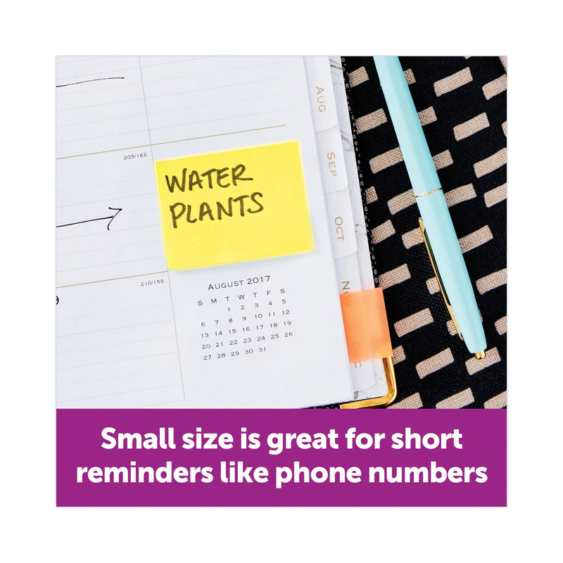 Post-it Original Recycled Note Pads, 1.5" x 2", Canary Yellow, 100 Sheets/Pad, 12 Pads/Pack