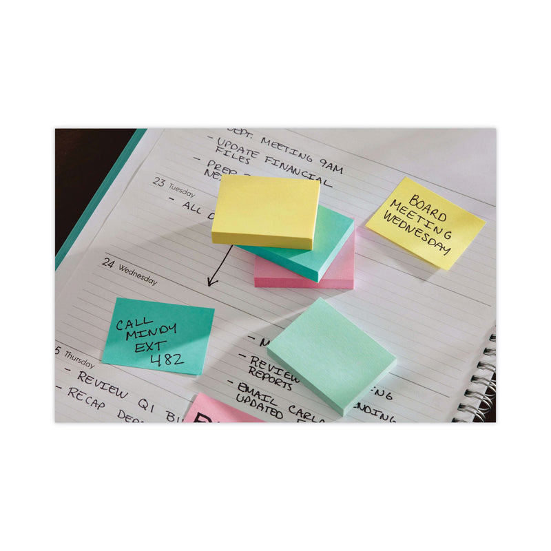 Post-it Original Recycled Note Pads, 1.5" x 2", Canary Yellow, 100 Sheets/Pad, 12 Pads/Pack