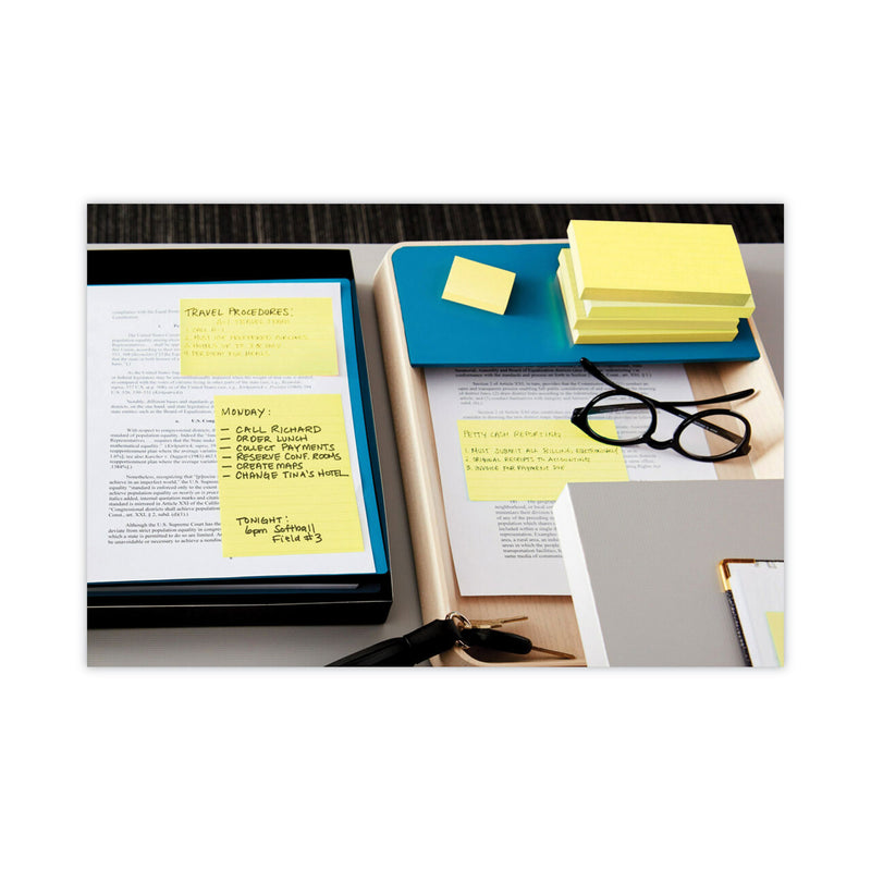 Post-it Original Recycled Note Pads, 3" x 5", Canary Yellow, 100 Sheets/Pad, 12 Pads/Pack