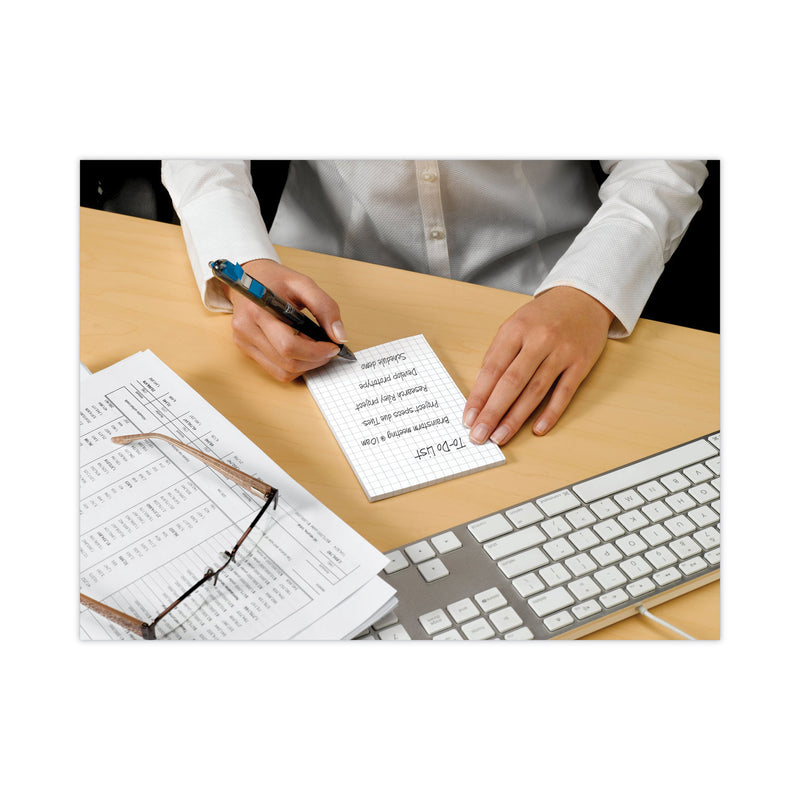 Post-it Grid Notes, Quad Ruled, 4" x 6", White, 50 Sheets/Pad, 6 Pads/Pack