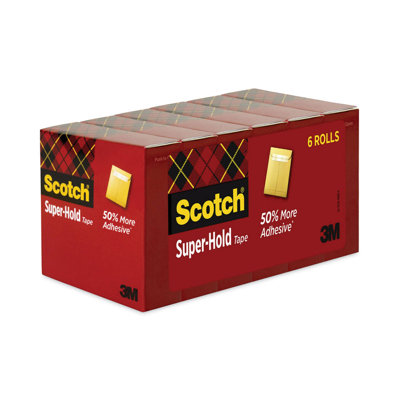 Scotch Super-Hold Tape Refill, 1" Core, 0.75" x 27.77 yds, Transparent, 6/Pack