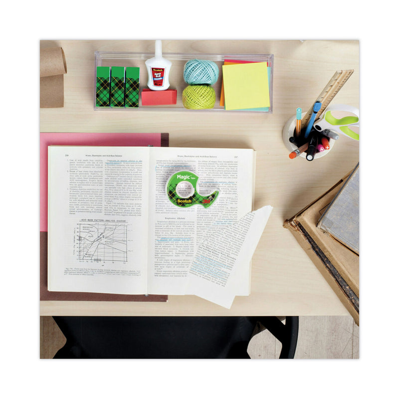 Scotch Clip Dispenser Value Pack with 12 Rolls of Tape, 1" Core, Plastic, Charcoal