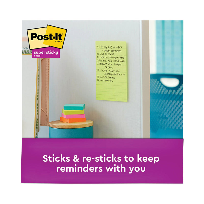 Post-it Pads in Energy Boost Collection Colors, Note Ruled, 5" x 8", 45 Sheets/Pad, 4 Pads/Pack