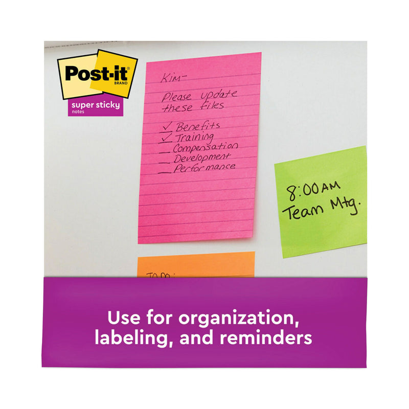 Post-it Pads in Energy Boost Collection Colors, Note Ruled, 5" x 8", 45 Sheets/Pad, 4 Pads/Pack