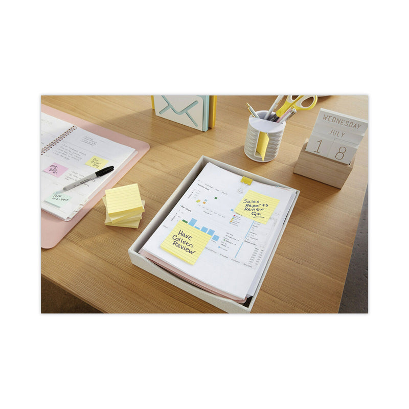 Post-it Original Pads in Canary Yellow, Note Ruled, 3" x 3", 100 Sheets/Pad, 6 Pads/Pack