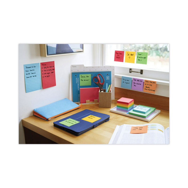 Post-it Pads in Playful Primary Collection Colors, Note Ruled, 4" x 6", 90 Sheets/Pad, 3 Pads/Pack