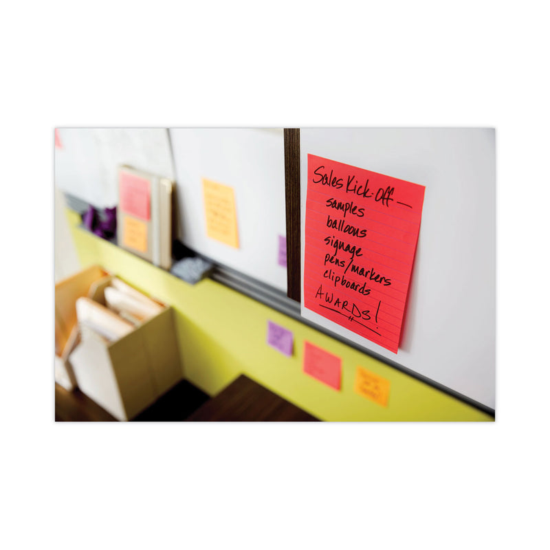 Post-it Pads in Playful Primary Collection Colors, Note Ruled, 4" x 6", 90 Sheets/Pad, 3 Pads/Pack