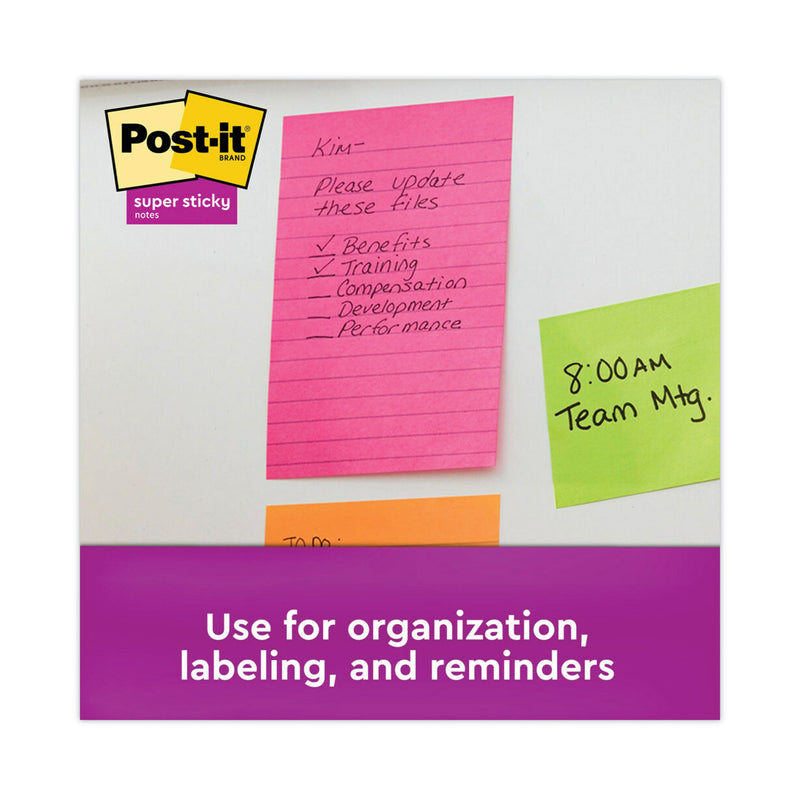 Post-it Pads in Supernova Neon Collection Colors, Note Ruled, 4" x 6", 90 Sheets/Pad, 3 Pads/Pack