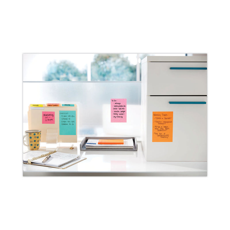 Post-it Pads in Supernova Neon Collection Colors, Note Ruled, 4" x 6", 90 Sheets/Pad, 3 Pads/Pack