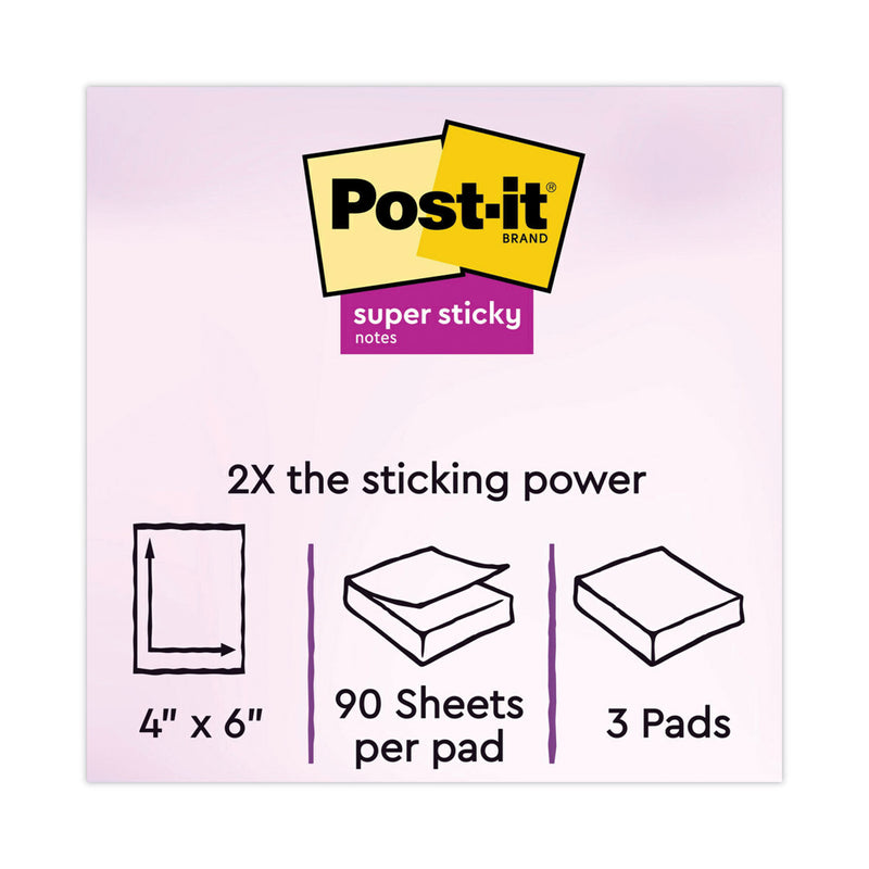Post-it Recycled Notes in Wanderlust Pastels Collection Colors, Note Ruled, 4" x 6", 90 Sheets/Pad, 3 Pads/Pack