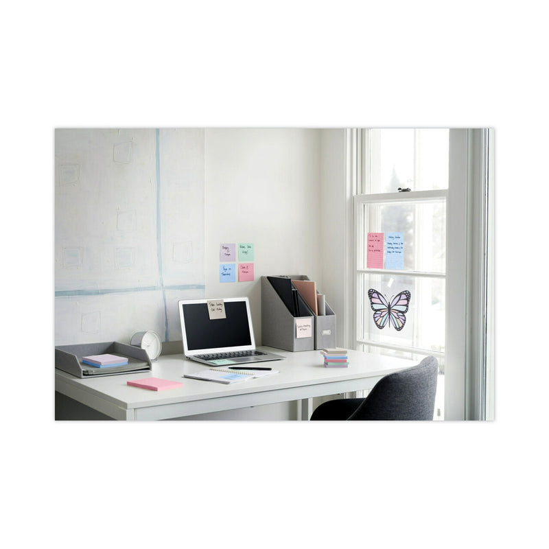 Post-it Recycled Notes in Wanderlust Pastels Collection Colors, Note Ruled, 4" x 6", 90 Sheets/Pad, 3 Pads/Pack