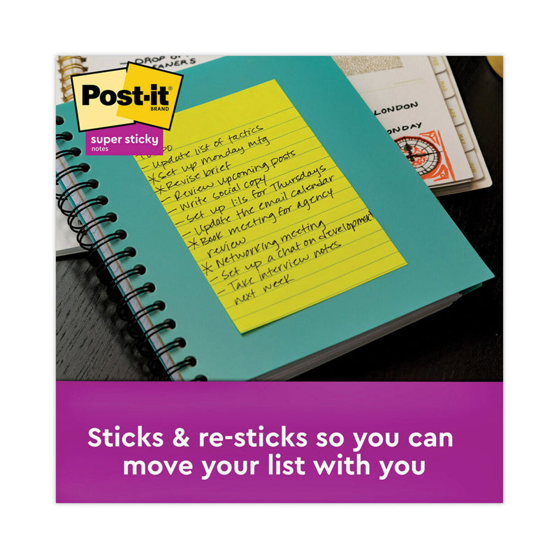 Post-it Pads in Energy Boost Collection Colors, Note Ruled, 4" x 6", 90 Sheets/Pad, 3 Pads/Pack