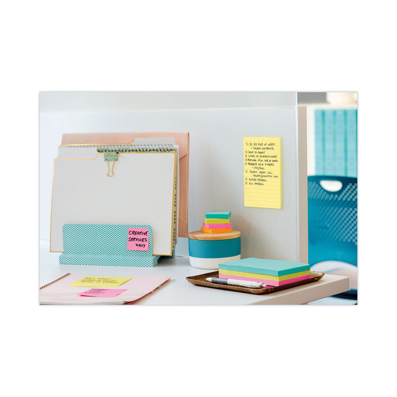 Post-it Pads in Canary Yellow, Note Ruled, 4" x 6", 90 Sheets/Pad, 5 Pads/Pack