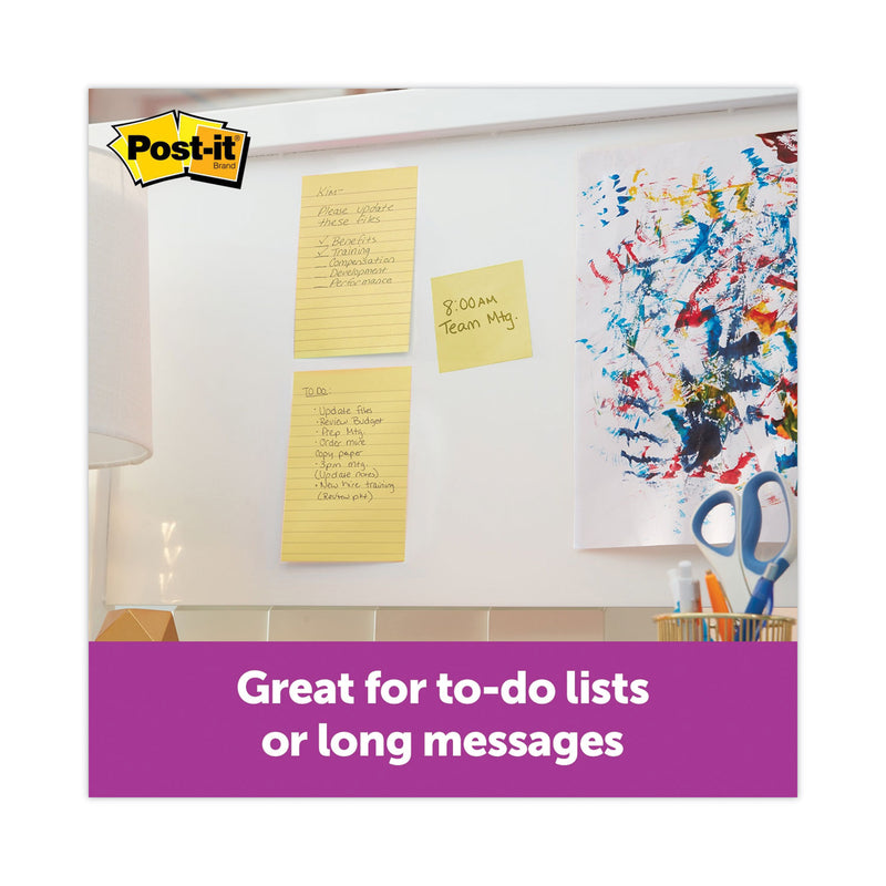 Post-it Pads in Canary Yellow, Note Ruled, 4" x 6", 90 Sheets/Pad, 5 Pads/Pack